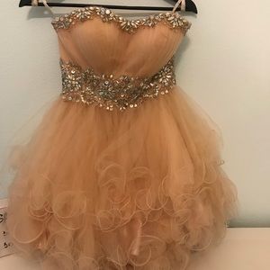 Strapless Champagne Sequin Dress